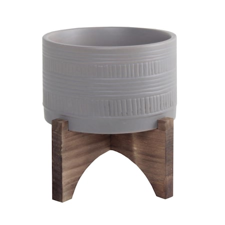 Flora Bunda 5'  Pueblo POT W WOOD STAND, Matt Grey CT503E-MTGY